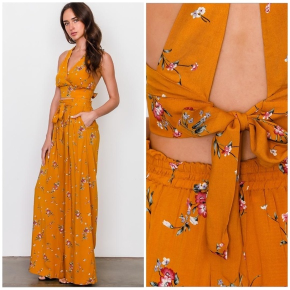 LAST ONE ‼ re:named Mustard Floral 2-Piece Set - Picture 3 of 7